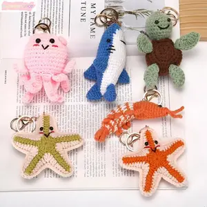 Handmade Crochet Sea Animal Keychain Marine Life Knitted Charm Pendant Cute Ornament For Backpack And Bag Casual Daily Accessory Soft Cozy Fun Ornament Ideal For Unique Handcrafted Items tiktokshopspringglowup