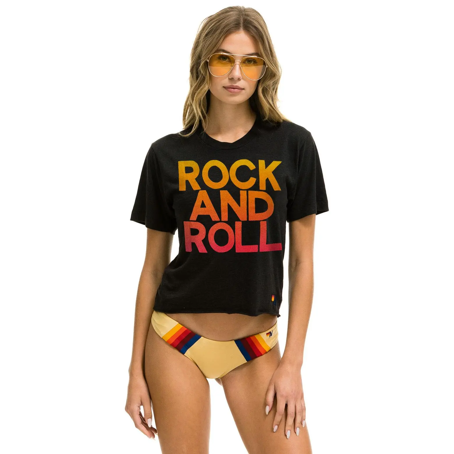 ROCK & ROLL FADE BOYFRIEND TEE - CHARCOAL