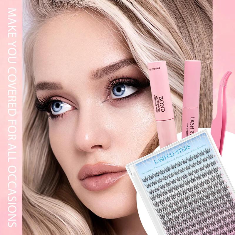 Natural Lash Extension Kit 168Pcs Wispy EyelashExtensions Kit Individual Lashes Extensions withLash Bond & Seal & Tweezers for Beginners cluster applicator makeup cosmetic cosmetic Gentle eyelashes & adhesives 0.05mm cluster kit