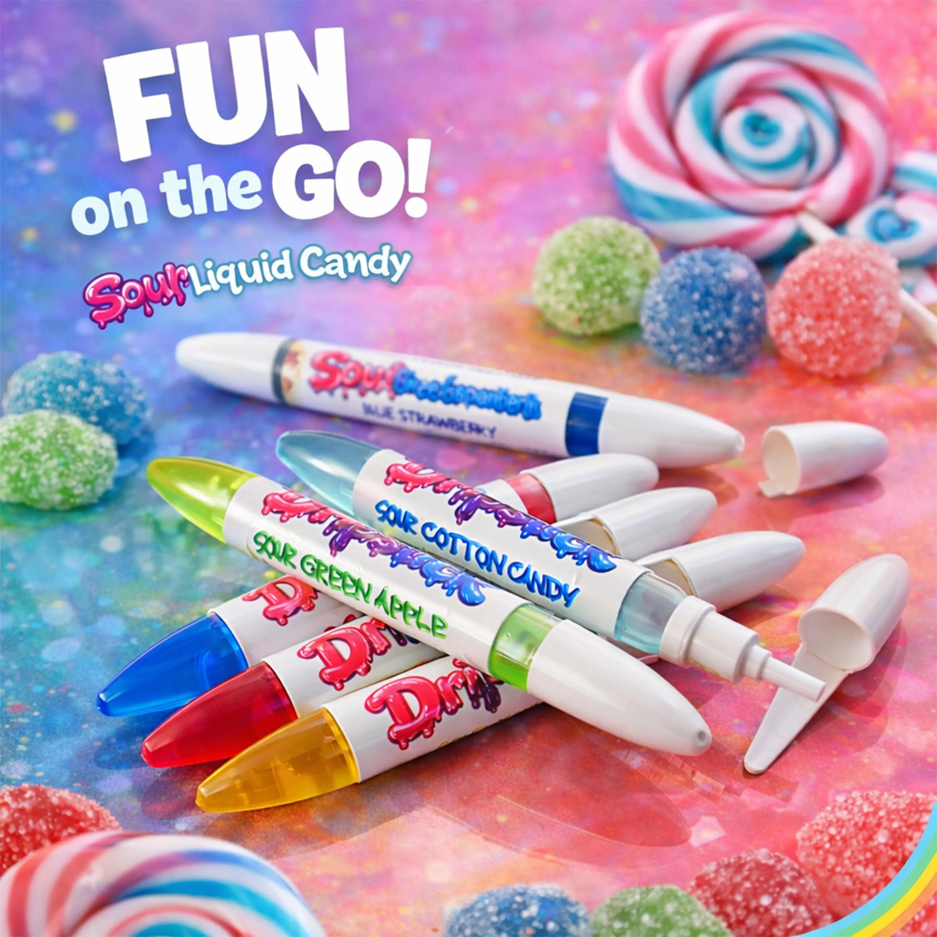 Drip Stick Sour Liquid Candy Ink - 60 Fun Flavors to Choose From Sludge Gunk Slime Goo for Playful Texture Snack
