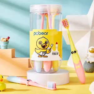 [6 toothbrushes in a bucket] Children's cartoon toothbrush, small brush head, soft-bristled toothbrush, dense and super-soft bristled toothbrush, non-slip brush handle.