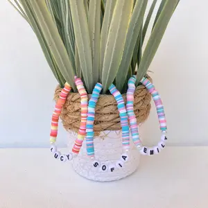 Custom personalized name & color clay bead bracelet | Personalized bracelet | Heishi beads | Beaded bracelet | custom name | clay beads