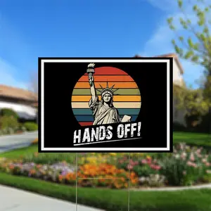 Hands Off Yard Sign - Anti Trump Anti Maga FDT DOGE Democrat Yard Sign, Resist 8647 Yard Protest Political Lawn Sign