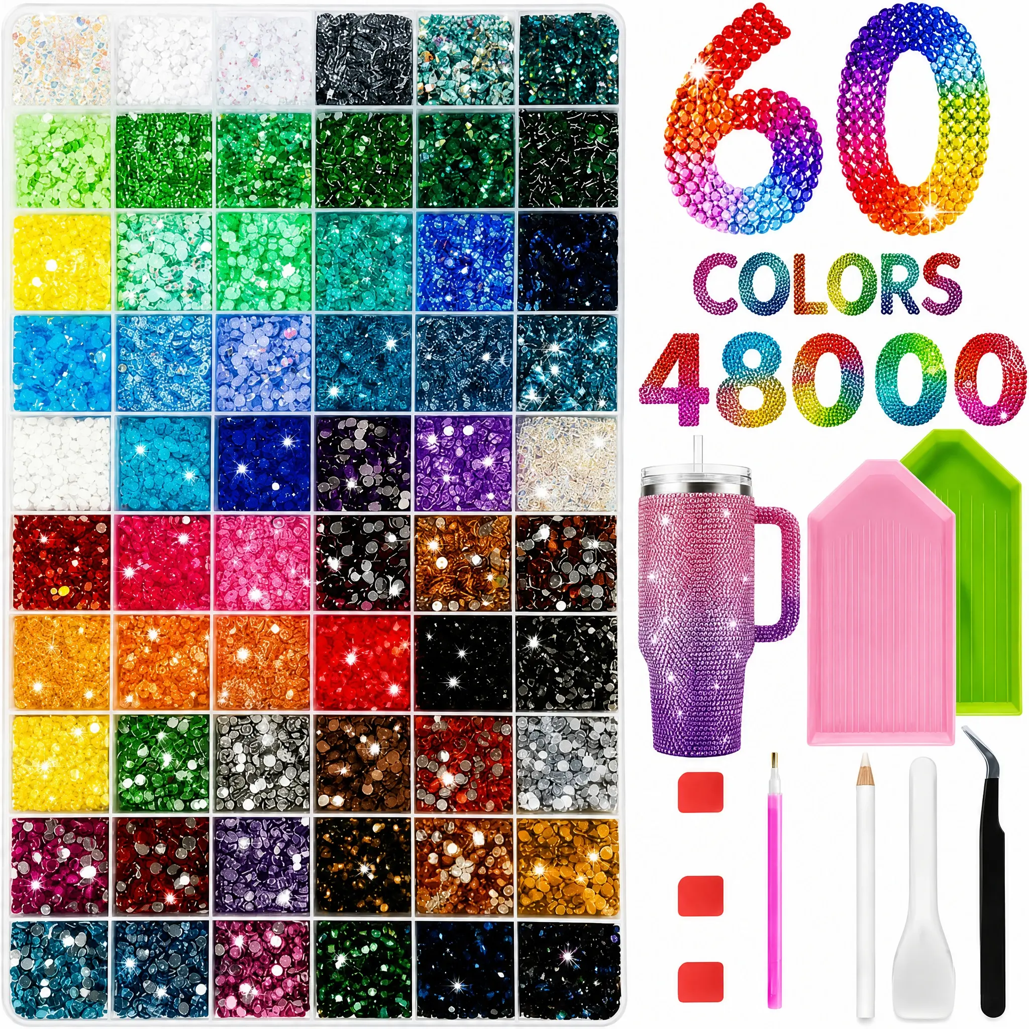 Jelly Rhinestones All-in-1 Bedazzling Kit, Multicolor Gems with Diamond Art Tools for Shoes, Crafts, Festive Decorations