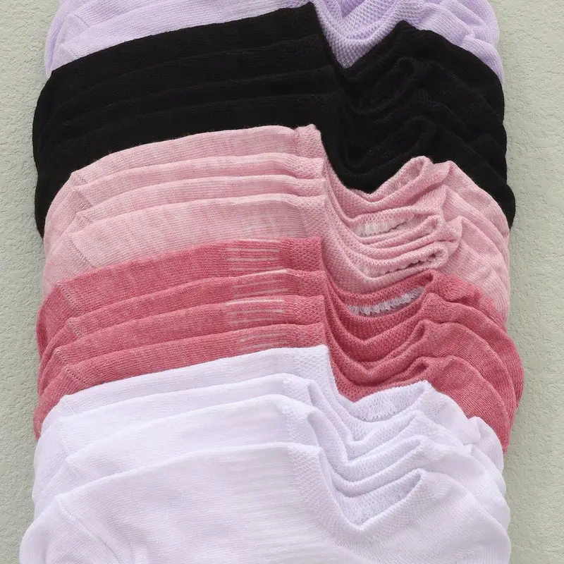 10 Pairs Women's Female Accsesories Casual Everyday Fit Socks Knit Solid Ankle Socks Boot White Cheap Sales Clothes Y2K Cute Sports Funny Shoes Gift