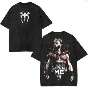 Retro Vintage Limited Edition Roman Reigns Acknowledge Me - WWE4U Wash Tee Clothes Cotton Menswear Oversized T-Shirt Top Soft Tshirt Streetwear