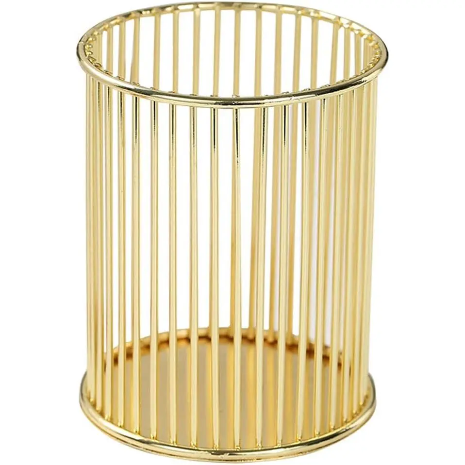 Elegant Gold Metal Pencil Holder - Desk Home Organizer, Multi-Use Storage for Pens, Adds a Touch of Elegance, Makeup Brushes Cup for Organizing Makeup Brushes, Office And Home Use