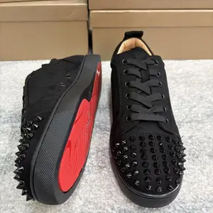 Men's Low-top Lace-up Sneakers with Rivets Red Sole Casual Trendy Versatile for Everyday Wear Couple's Fashion Sneakers(Rain Shoes)