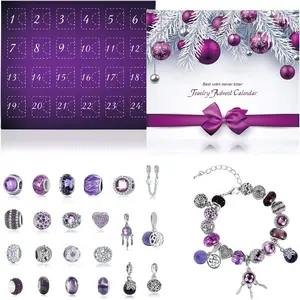 Jewelry Advent Calendar 2025, Christmas DIY Bracelet Necklace Jewelry Making Kit for Christams Advent Calendar Gifts for Women, 22 Charms with 1 Bracelet and 1 Necklace
