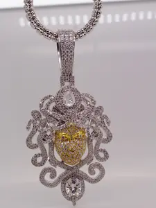 Medusa-Inspired Luxury Pendant Gold-Tone 3D Face with Snake Detailing & Teardrop Stones Premium Pave Setting Heavy Unisex Design