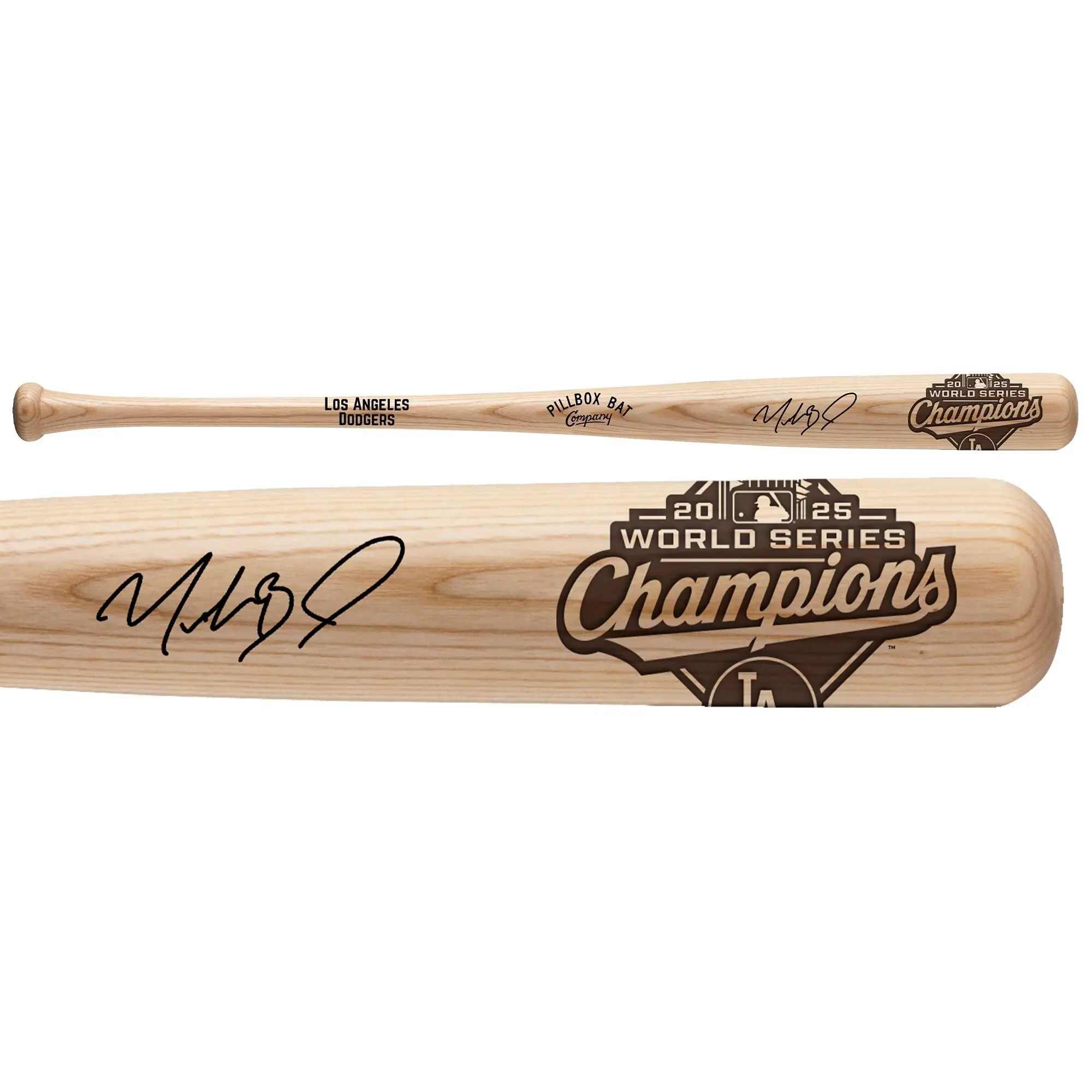 Mookie Betts Dodgers Signed 2025 MLB World Series Champs Pillbox Bat Company Bat