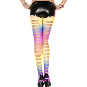 Big Hole Spandex Stirrup Leggings - Rainbow