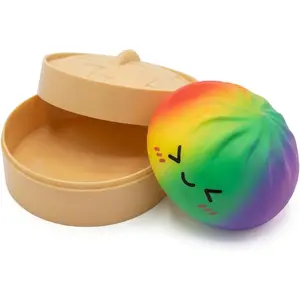 2PCS 2026New Dumpling Squishy, Dumpling Mystery Box, Colorful Dumplings Soft Squeeze Decompression Dough for Anxiety Relief Fidget with Food Steamer Stretchy Desk Toys(Rainbow Colors) Easter