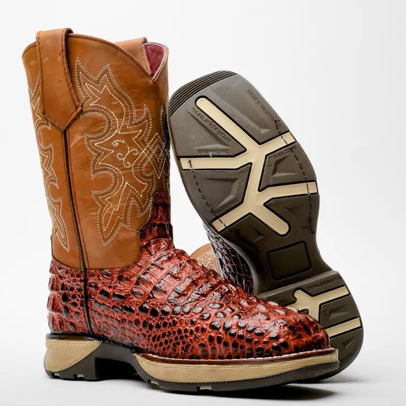 Cognac Leather Work Boots With 3D Lightweight Sole - Composite Toe