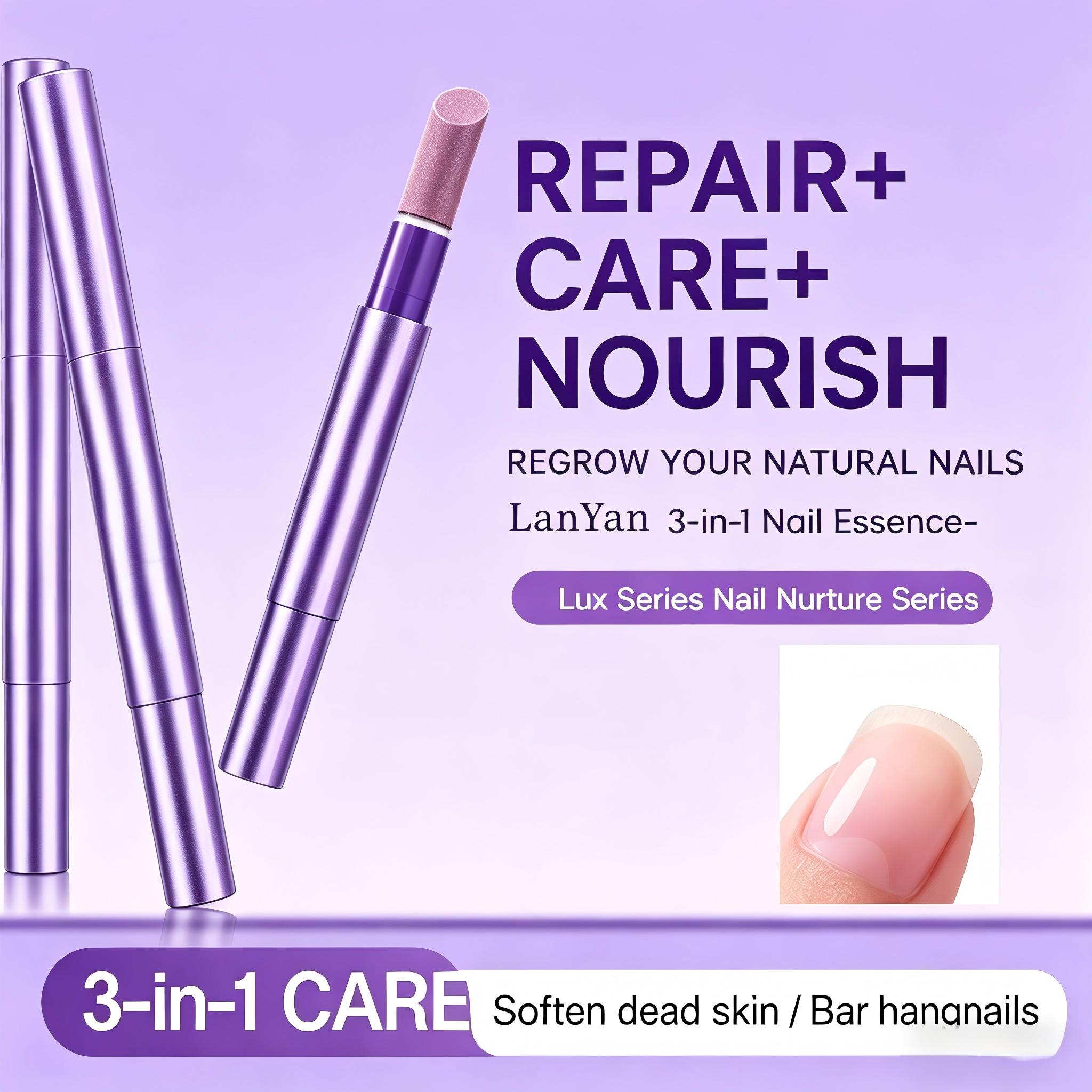 This 3-in-1 cuticle pusher pen contains oil and is used for nail repair,hangnails removal,and exfoliation of dry cuticles. Suitable for dry and damaged nails,it also moisturizes,strengthens,and brightens.