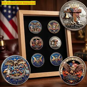 1776-2026 USA 250th Anniversary Commemorative 6-Coin Set with Display Frame, DIY Assembly