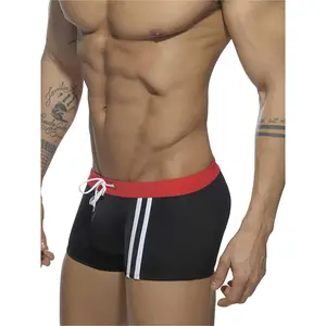 Bdhjydb 1 Quick-drying Men's Swimming Suit, 1 Men's Sports Swimming Suit, Quick-drying Nylon Fabric, Striped Pattern, Drawstring Details, Knitted Fabric, Lining, Lightweight Summer Swimsuit, Suitable for Beach, Sports and Parties, Elastic Fabric