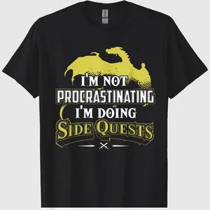 I'm Doing Side Quests - Casual Crew Neck, Short Sleeve, Adult Polyester Tee, Unisex Cotton Shirts, Best Gift For Parents