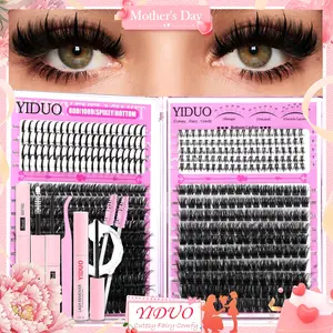 4 Styles Individual Lash Clusters Kit 80D/100D/Bottom/Spike Lashes Clusters Kit 5-18mm Cluster Eyelash Extension Kit 440 Pcs D-Curl With Lash Bond and Seal, Lash Remover，Lash Tweezers,Eyelash Brush DIY at Home Easily