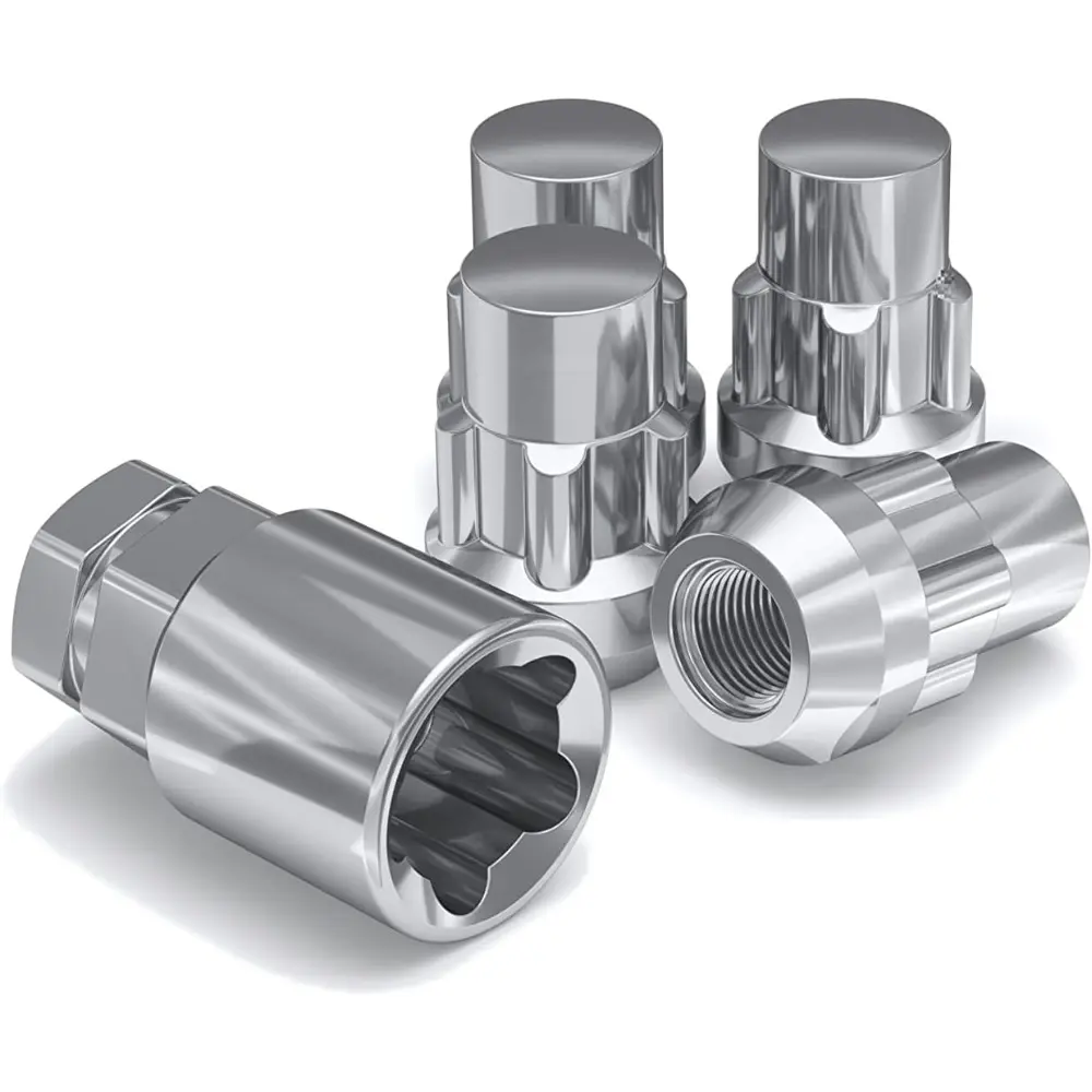 40700S Chrome M12 x 1.50 Thread Size Acorn Socket Type Wheel Lock, 4 Pack