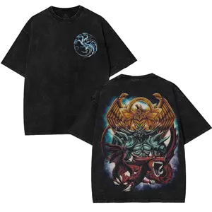Yu-Gi-Oh! God Monster Trio Graphic Tee – Obelisk the Tormentor, Slifer the Sky Dragon & Ra the Sun Dragon | Washed Oversized Anime Shirt for Duel Fans & Retro Otaku Style men