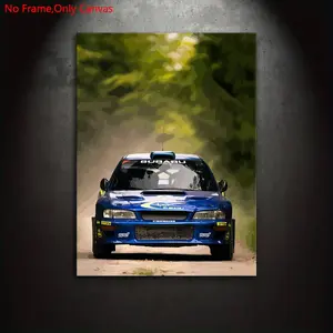 1 piece/set frameless, Durable canvas painting print poster,classic abstract vehicle art,Japanese race car Subaru Impreza WRX,ideal gift for rally culture enthusiasts, home decor