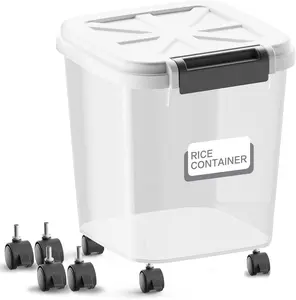 50LBS Flour Container - Rice Dispenser 50LBS/25KG/20Qt Food Cereal Container Bins with Measuring Cup for Household Pantry Organization (