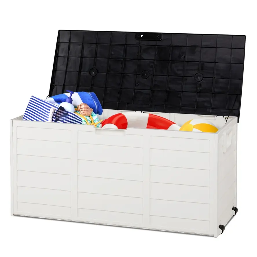 75 Gallon Outdoor Storage Deck Box, 280L Large Waterproof Patio Storage Chest with Wheels and Lockable Lid, Weather Resistant Organizer for Cushions Tools Toys Garden Supplies