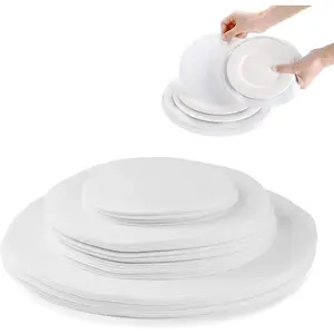 Felt Plate Storage Dividers Protectors, 48 Pieces Felt Round Plate Separators Pads Dish Storage Protectors Pads with 3 Sizes for Packing Stacking Cookware, White