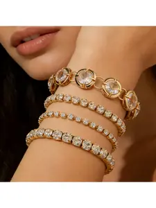 Fashion Ccb Square Rhinestone Beaded Bracelet, Elegant Layered Wristband, Wholesale Multi-Layer Jewelry, Stylish Accessory for Women