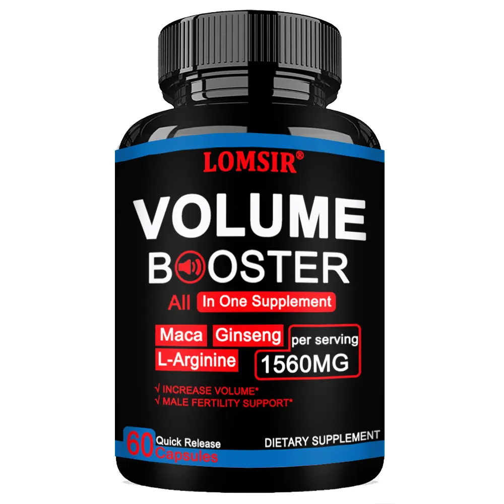 LOMSIR Volume Booster Dietary Nutrition Capsules - 9-in-1 Herbal Fitness Stamina Supplements with Maca, L-Arginine, Ginseng, Energy Boost, Workout Support - Prop 65 Safe - 60 Count
