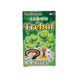 Clover Esoteric Soap - Attract Money Luck & Fast Fortune - JABON Trébol with Dice Money Bag & Cards Design