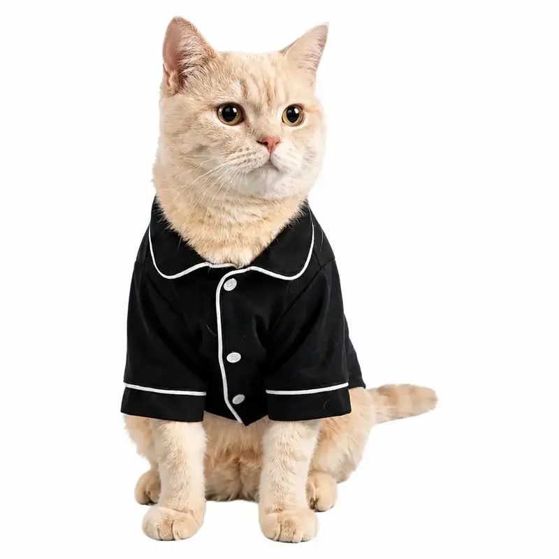 Ultra-Soft Button-Front Pet Pajama Set for Small Dogs and Cats – Breathable Cotton Blend, Gentle on Sensitive Skin, Lightweight Comfort Fit for Indoor Wear, Restful Sleep, and Adorable Lifestyle Photography Sessions