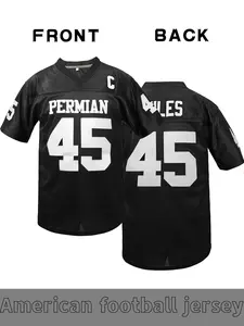Men's #45 Vintage High School Rugby Jersey, Permian Letter Embroidered American Football Shirt, Breathable Sports Clothing, Lightweight Jersey
