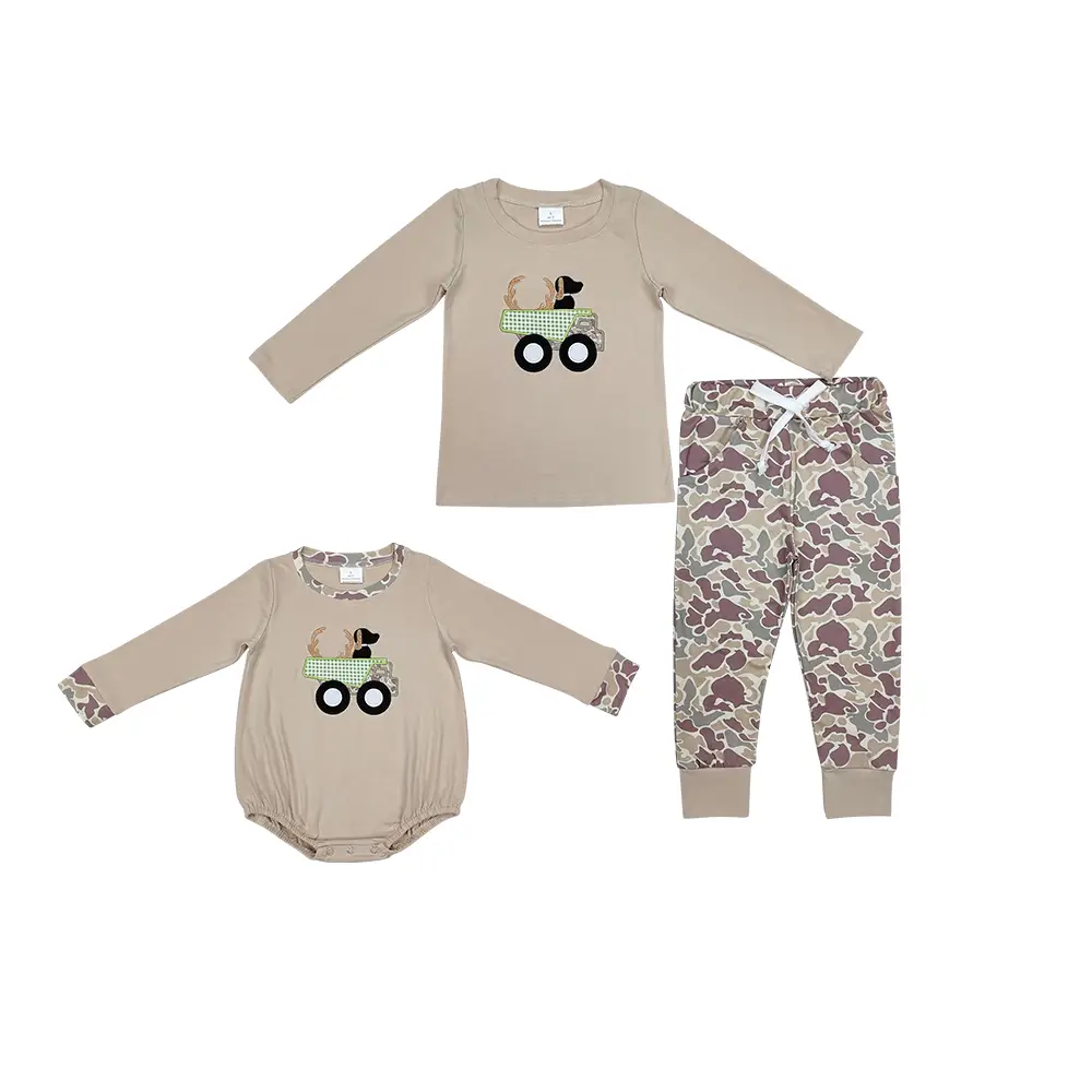 kids clothes hunting deer embroidery little boy outfits
