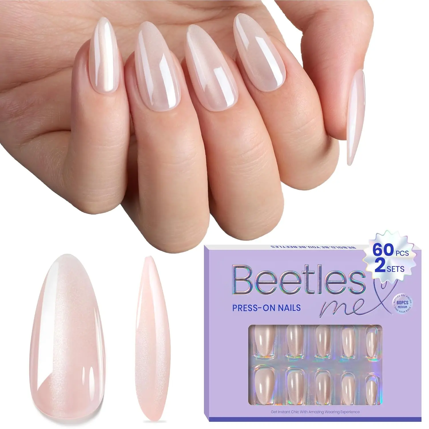 60 Pcs Chrome Medium Almond