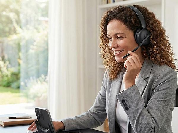 Wireless Headset with Mic for Work, Bluetooth Headphones with Microphone (Noise Cancelling) & Charging Base, Wireless Headset for Work from Home/Office/Call Center/PC/Computer/Teams/Zoom/Skype/Laptop