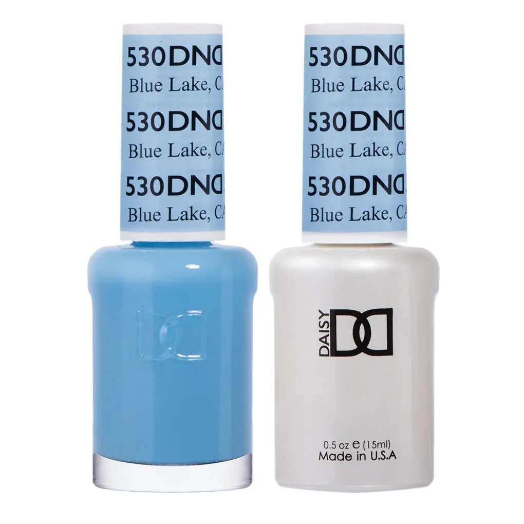 DND DC Gel & Lacquer Duo Nail Polish Set, Long-Lasting Manicure for Unisex Nail Art, UV-Cured Finish, Colored Shade #530 Blue Lake, 2-Bottle Pack, Youth