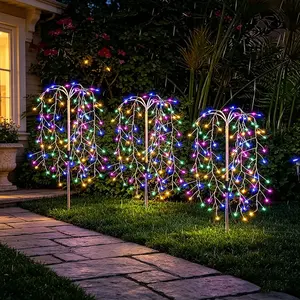 Solar Fireworks Light, Ground Stake Lamp, 8 Modes Adjustable Outdoor Lighting, LED Bulbs, Garden, Courtyard, Balcony, Campus, Decorative, Waterproof, Energy Saving, Outdoor Lawn Light