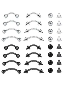 Punk Style Mixed Size Eyebrow Piercing Jewelry, with Replacement Balls, Multipurpose Eyebrow Ring, Lip Ring, Body Jewelry, Fashion Accessories for Women & Men