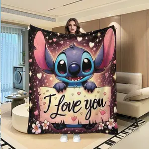 Stitch Valentine's Day Blanket, Soft & Warm Luxury Throw, Multifunctional for Sofa Bed Car Office Camping, All-Season Gift