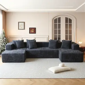 (3 packs shipped) 132"U-shaped modular  super comfortable corduroy cloud  double recliner no assembly modern living room furniture boneless sectional  Vacuum-Sealed Compression couch expandable comfy  Bed for Multifunctional Use fluffy household Sofa lazy