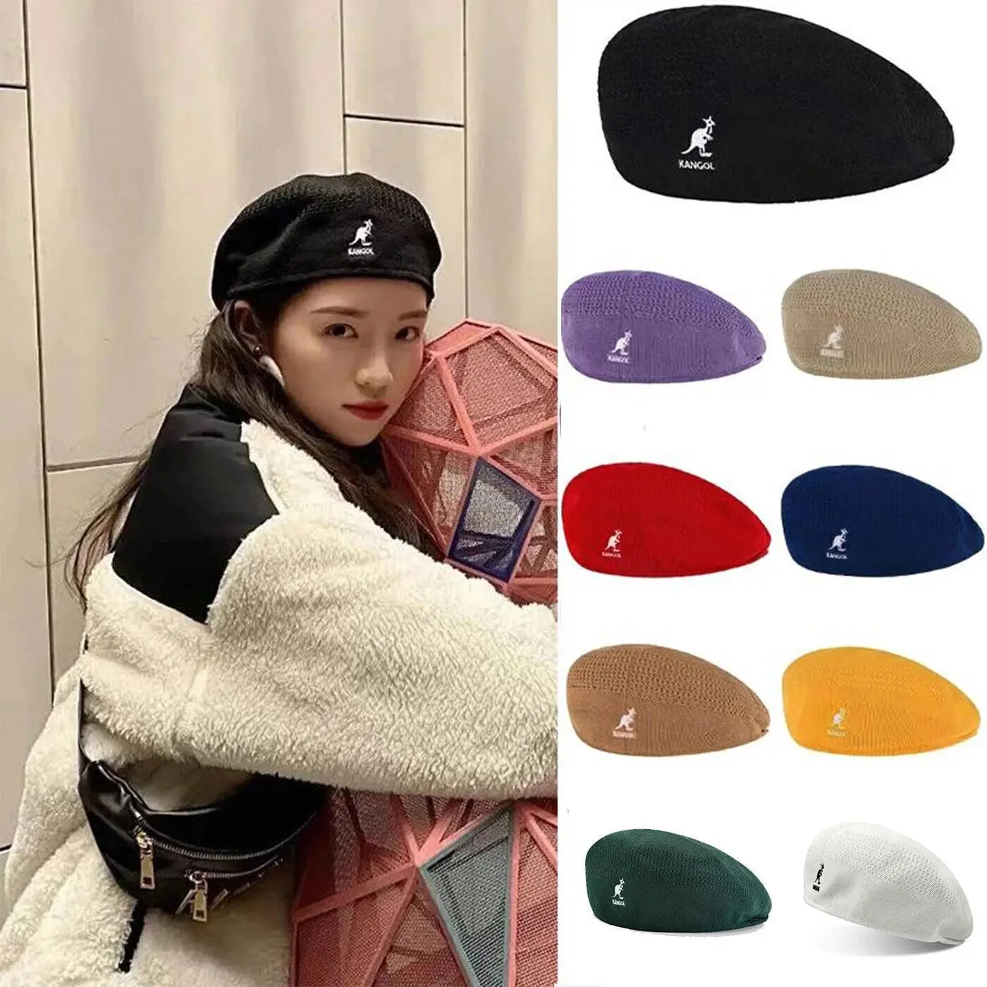 Kang.. Breathable Beret Hat Summer Casual Woven Caps