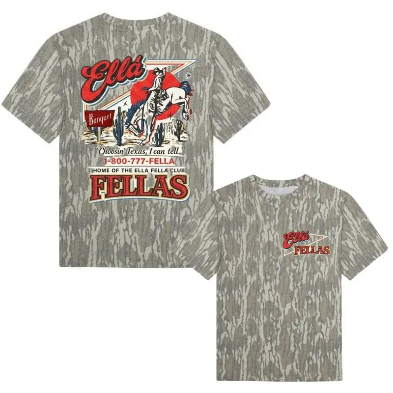 Ella Fella Club Mossy Oak Style Tee, Bottomland Camo Casual Outfit Shirt, Original Stretchy Washed Bottomland Mallard T-Shirt, Hunting Outdoor 3D Shirt, Gift For Dad, Gift For Him