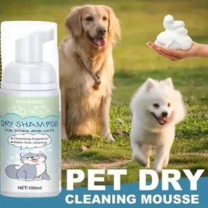 Pet Dry Shampoo No Water Needed, Fresh Scent, Waterless Cleaning, Pet Bath Gel, Foam Cleanser for Cats Dogs, 1pc