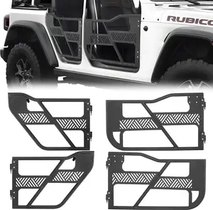 JL Gladiator Tube Doors Half Door Safari Tubular Compatible with 2018 2019 2020 2021 2022 2023 2024 Wrangler JL JLU & Gladiator JT 4-Doors, 4 Front & Rear Tubular Doors, Offroad Trail Adventure