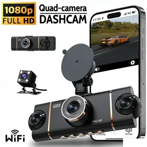 1080P 4-Channel Dash Cam! Fast Storage + WiFi & 24/7 Parking Guard 🛡️Non-rechargeable, must be used while plugged in.
