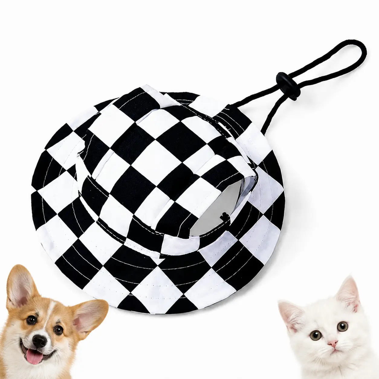 Dog Sun Hat, Adjustable Dog Sun Hat with Ear Holes：Small | Pet Hat Tie Dye Printed Breathable Pet UV Protection Outdoor Cap, Adjustable Fisherman's Hat for Small Medium Dogs & Cats