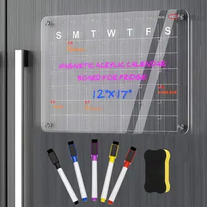 SJPACK 17"x12" Acrylic Magnetic Dry Erase Board for Fridge with 5 Colorful Markers & Strong Magnet Performance Ideal for Meal Planner & To-Do Lists