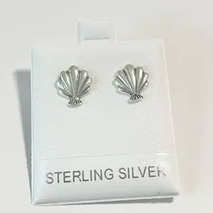 Sterling Silver 925 Seashell Stud Earrings 11mm